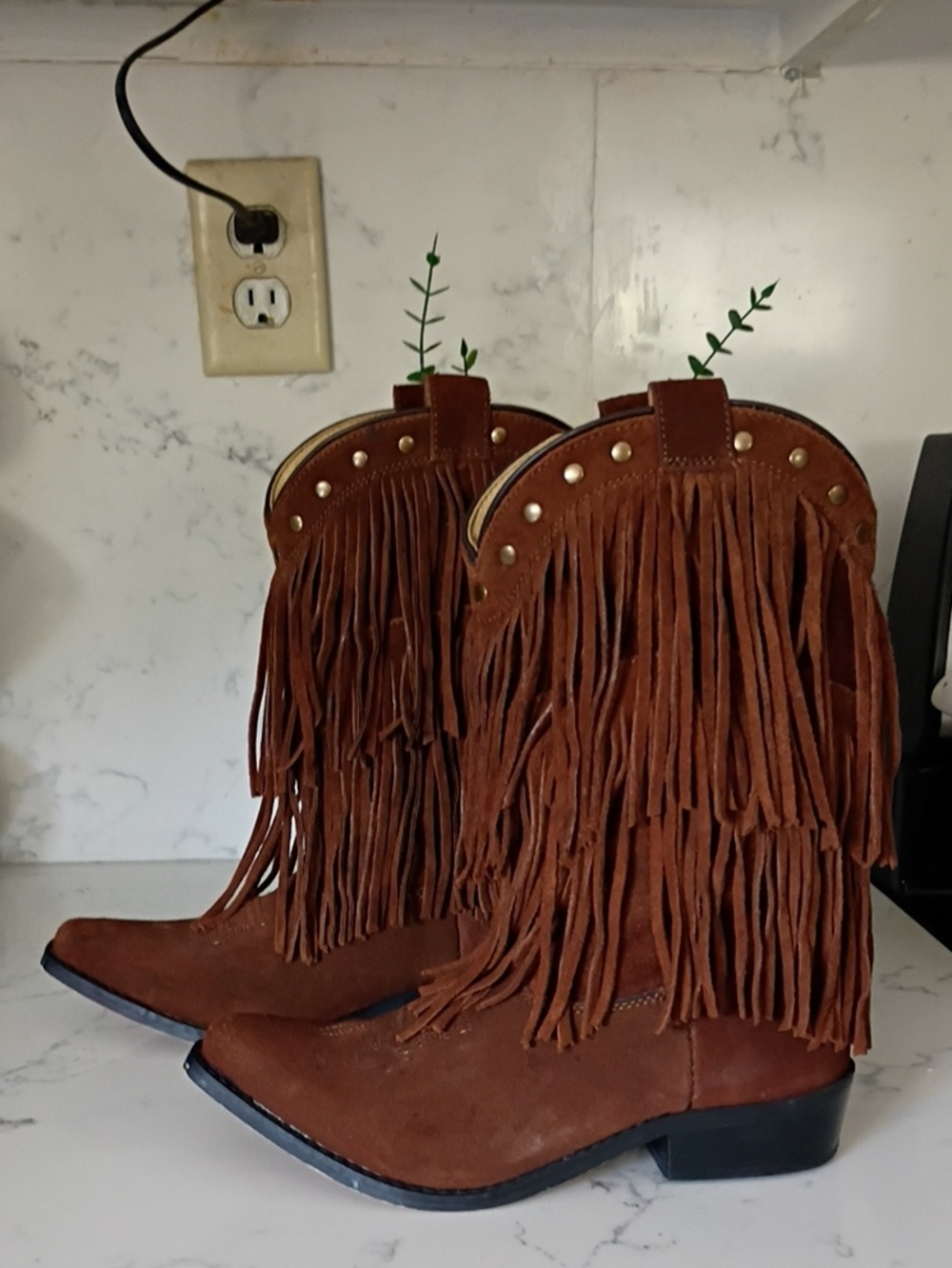 SHYANNE Leather Suede Fringe Boot  Kids